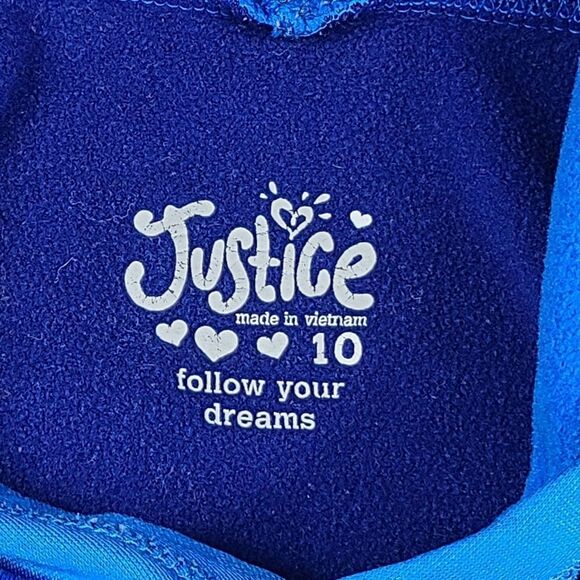 Justice Girls Blue "Hoops" Fleece Hoodie Jacket Size 10 - Picture 6 of 15